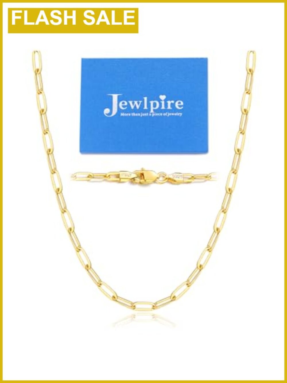 14K Gold Plated 925 Sterling Silver Paperclip Chain Necklace 20"